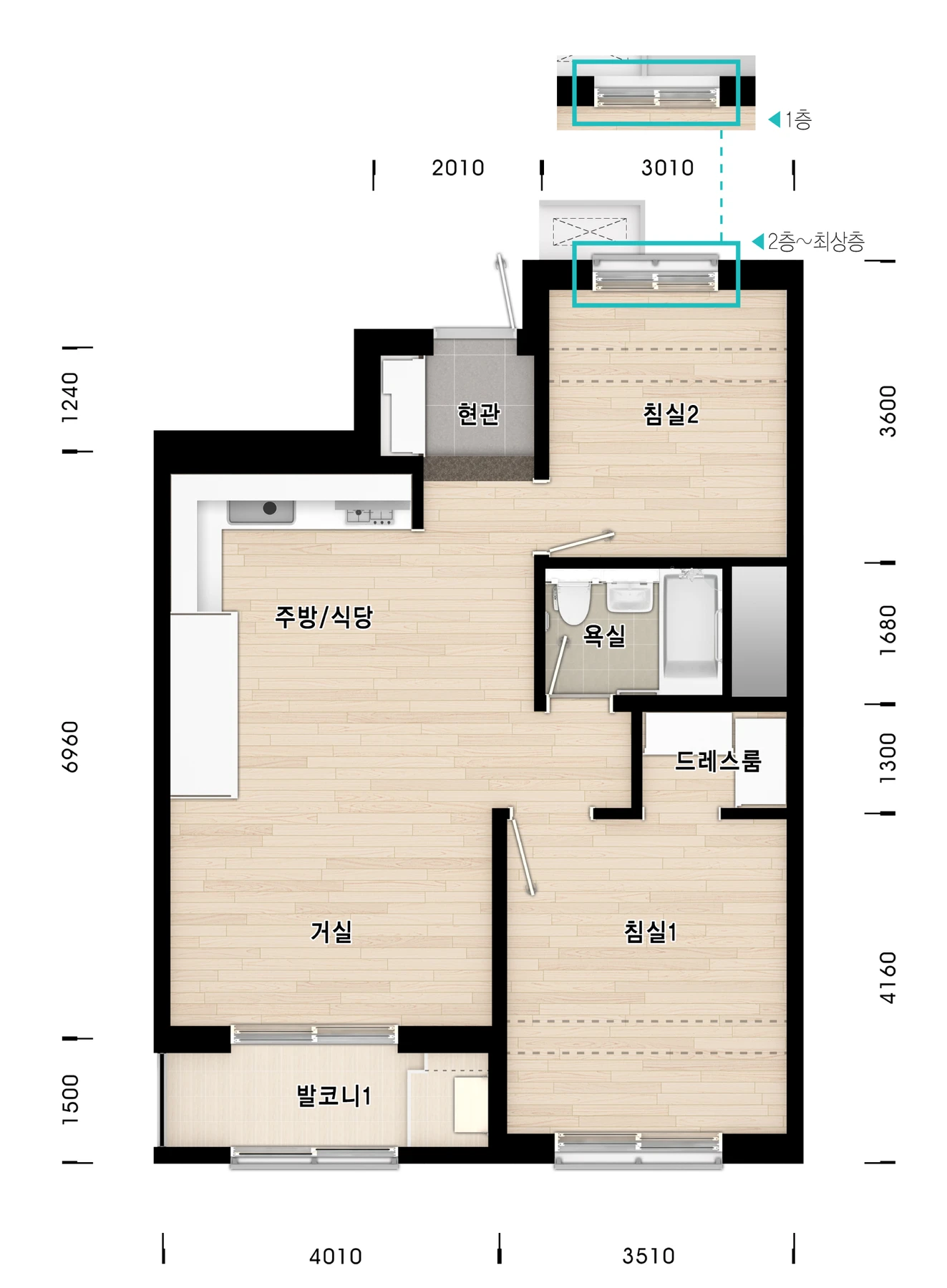 김포한강데세리브 51A 주택형 평면도